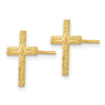 Load image into Gallery viewer, 14K Yellow Gold Polished &amp; Textured Cross Earrings
