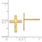 Load image into Gallery viewer, 14K Yellow Gold Polished &amp; Textured Cross Earrings
