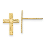 Load image into Gallery viewer, 14K Yellow Gold Polished &amp; Textured Cross Earrings
