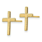 Load image into Gallery viewer, 14K Yellow Gold Polished &amp; Satin Heart Cross Earrings
