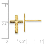 Load image into Gallery viewer, 14K Yellow Gold Polished &amp; Satin Heart Cross Earrings

