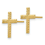 Load image into Gallery viewer, 14K Yellow Gold Brushed Finish Cross Earrings 13mm length
