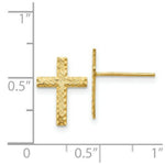 Load image into Gallery viewer, 14K Yellow Gold Brushed Finish Cross Earrings 13mm length

