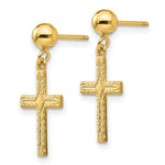 Load image into Gallery viewer, 14K Yellow Gold Polished &amp; Textured Cross Earrings
