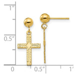 Load image into Gallery viewer, 14K Yellow Gold Polished &amp; Textured Cross Earrings
