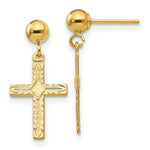 Load image into Gallery viewer, 14K Yellow Gold Polished &amp; Textured Cross Earrings
