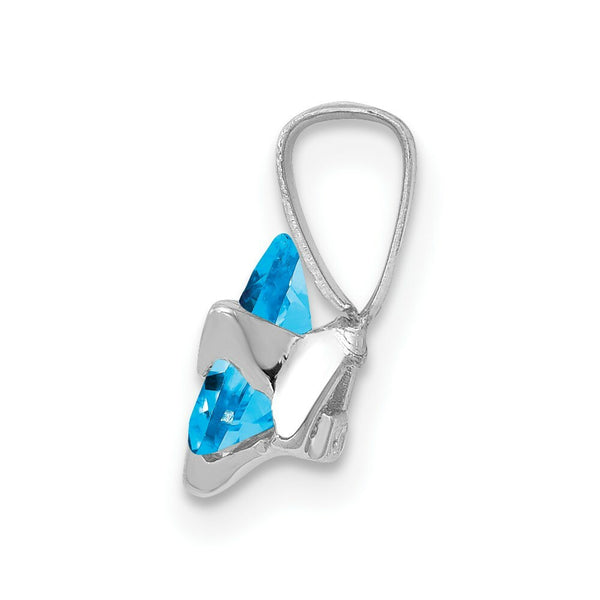 14K White Gold Blue Topaz Star of David Pendant