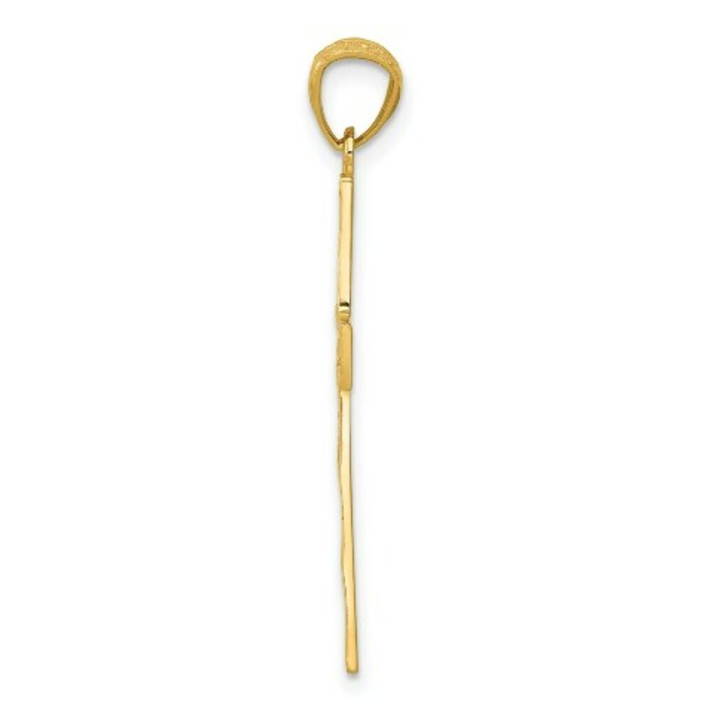 14K Yellow Gold Diamond-cut Filigree Cross Pendant 34mm length