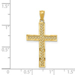 Load image into Gallery viewer, 14K Yellow Gold Diamond-cut Filigree Cross Pendant 34mm length
