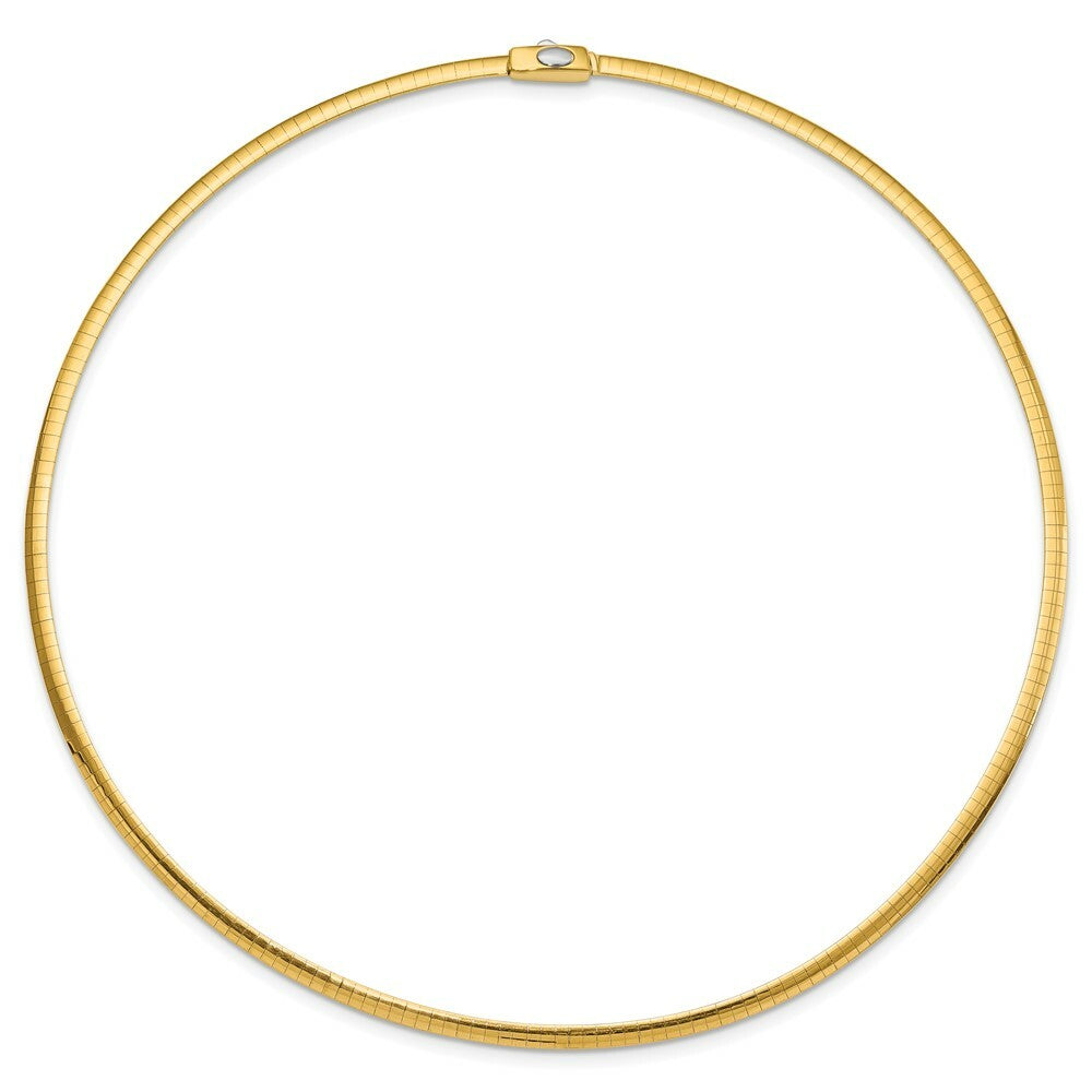 14K Yellow Gold 3mm Reversible White & Yellow Domed Omega Necklace  Length 16'' inches