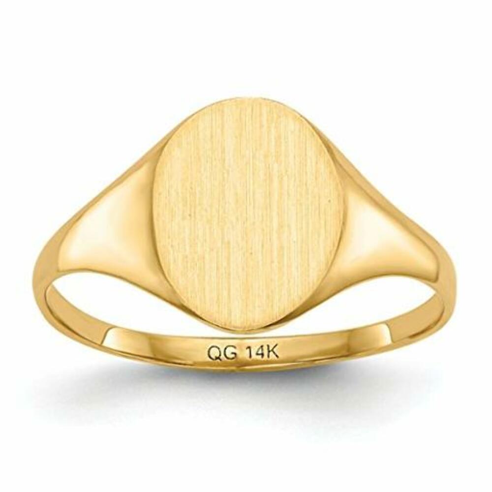14K Yellow Gold Solid Back Mens or Ladies Signet Ring Custom Personalized with Free Engraving Available Initial or Monogram