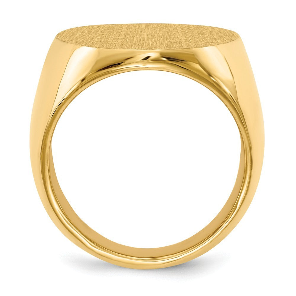 Solid Back Mens Extra-Large Signet Ring with Free Engraving Available of Initials Monogram in Solid 14K Yellow Gold