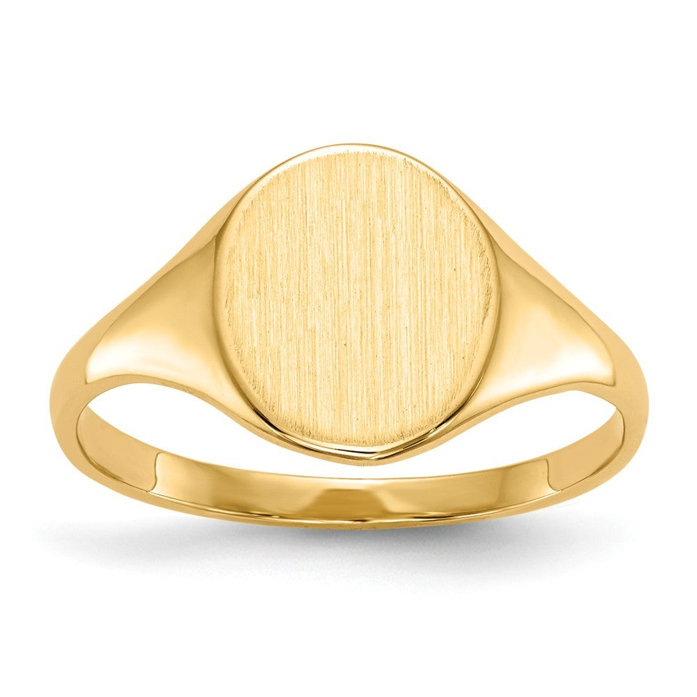 Open Back Mens Womens Signet Ring Custom Personalized with Free Engraving Available of Initials in Solid 14K Yellow Gold