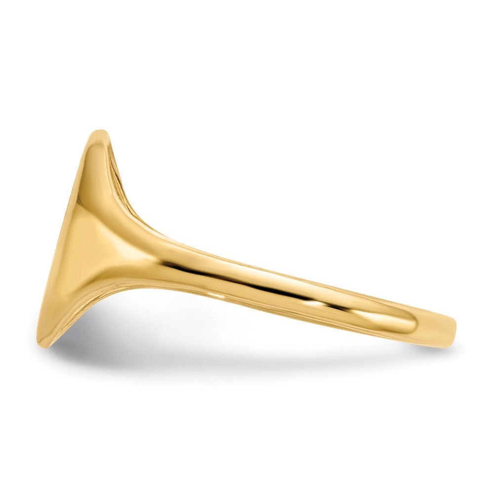 Open Back Mens Womens Signet Ring Custom Personalized with Free Engraving Available of Initials in Solid 14K Yellow Gold