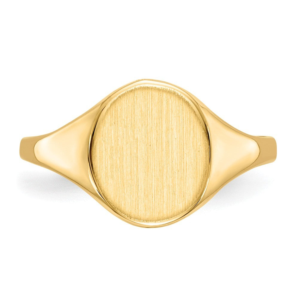 Open Back Mens Womens Signet Ring Custom Personalized with Free Engraving Available of Initials in Solid 14K Yellow Gold