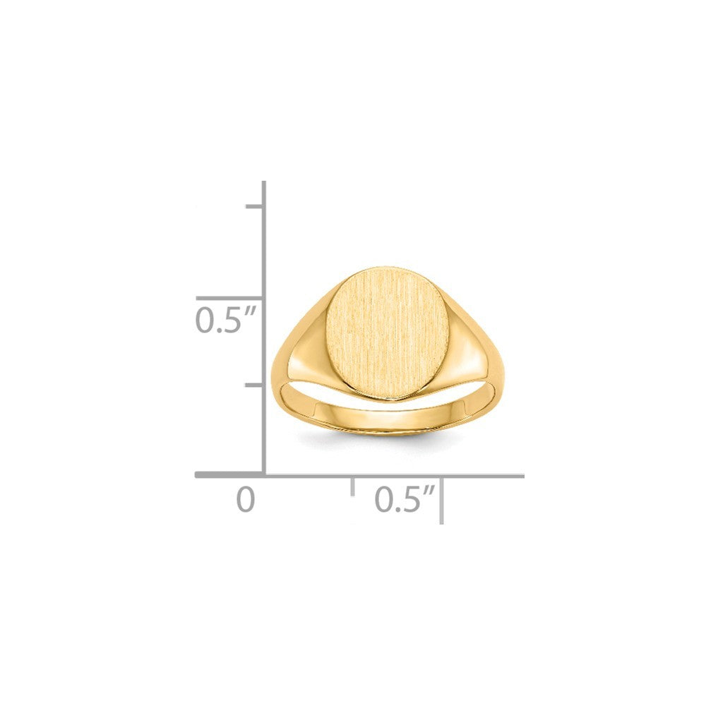Open Back Mens Womens Signet Ring Custom Personalized with Free Engraving Available of Initials or Monogram in Solid 14K Yellow Gold