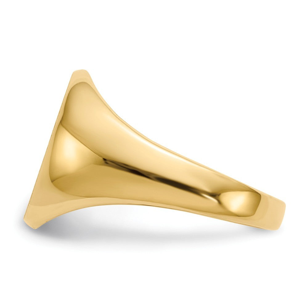 Open Back Mens Womens Signet Ring Custom Personalized with Free Engraving Available of Initials or Monogram in Solid 14K Yellow Gold