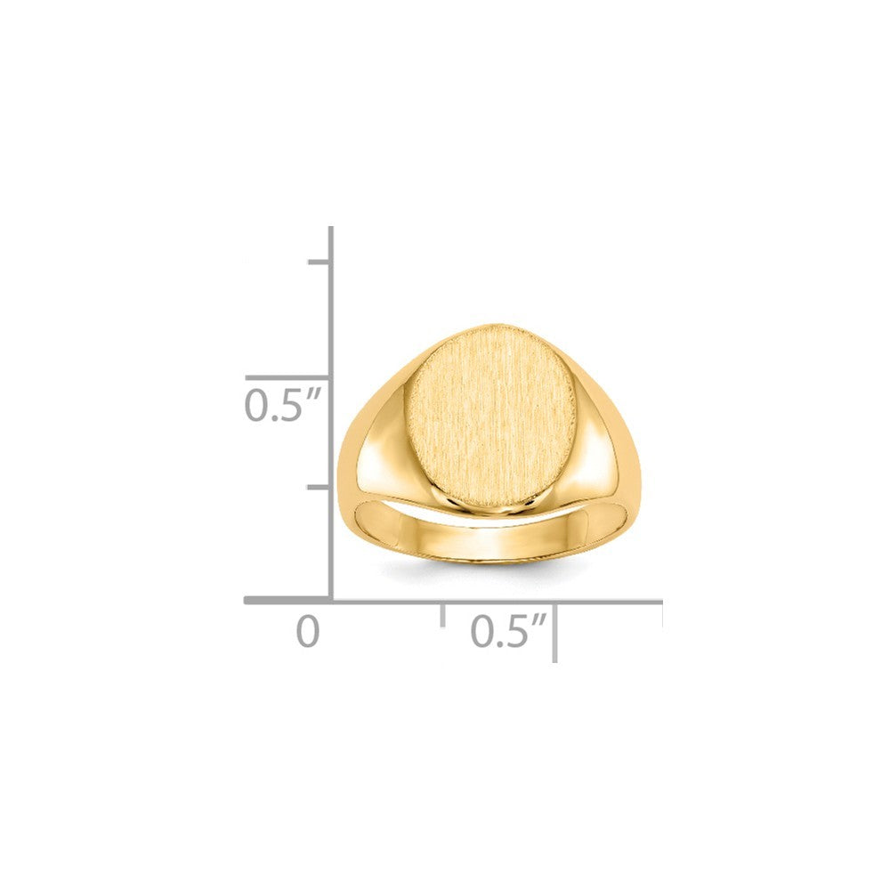Open Back Mens Womens Signet Ring Custom Personalized with Free Engraving Available of Initials or Monogram in Solid 14K Yellow Gold
