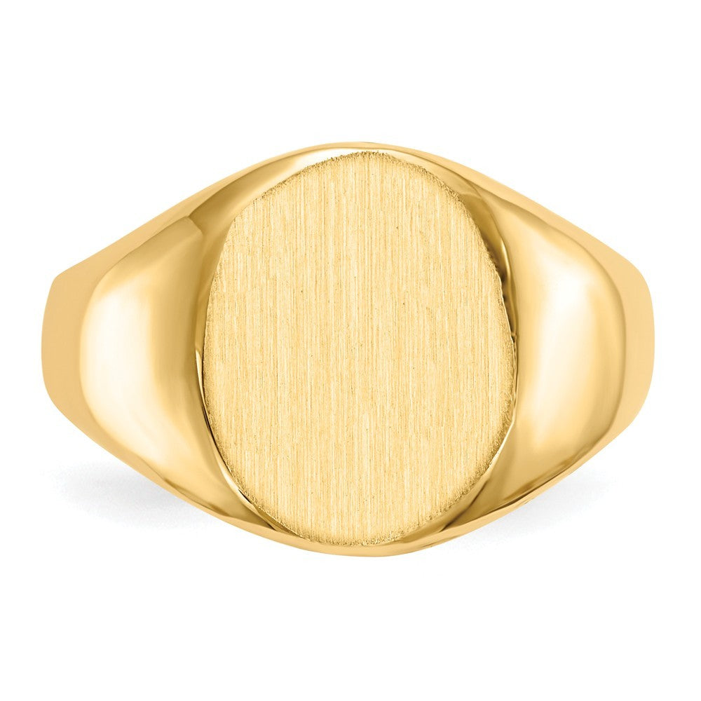 Open Back Mens Signet Ring Custom Personalized with Free Engraving Available of Initials or Monogram in Solid 14K Yellow Gold