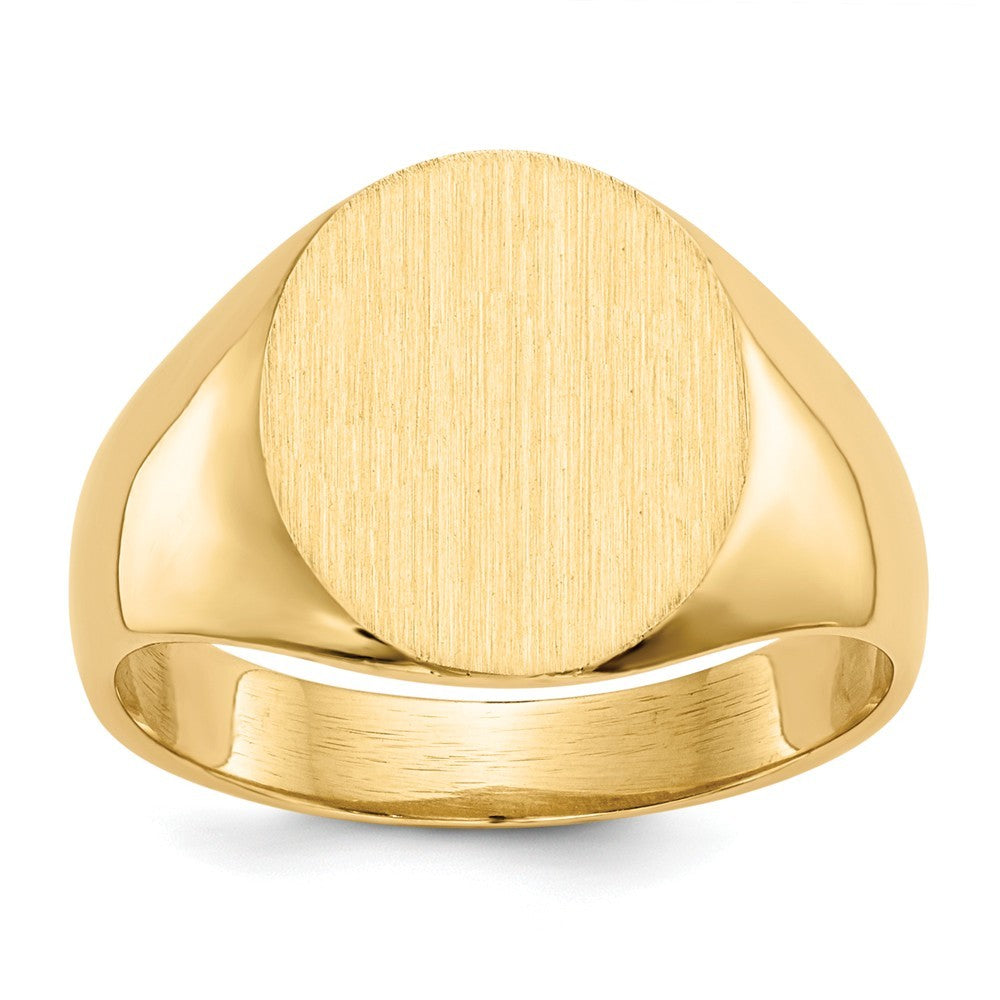 Mens Signet Ring Custom Personalized with Free Engraving Available of Initials or Monogram in Solid 14K Yellow Gold