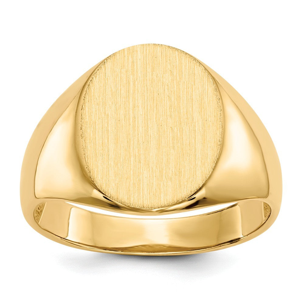 Mens Signet Ring Custom Personalized with Free Engraving Available of Initials or Monogram in Solid 14K Yellow Gold