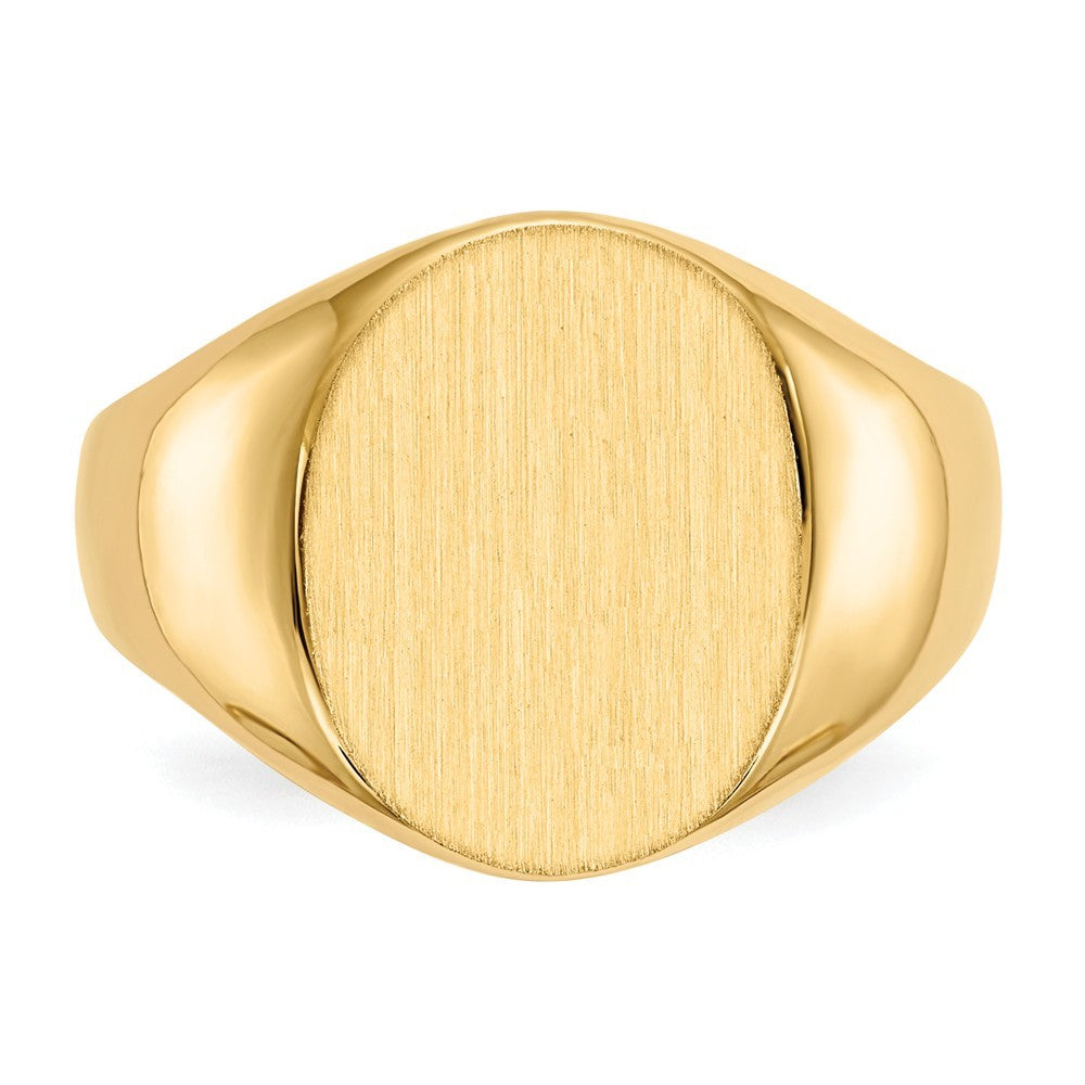 Mens Signet Ring Custom Personalized with Free Engraving Available of Initials or Monogram in Solid 14K Yellow Gold