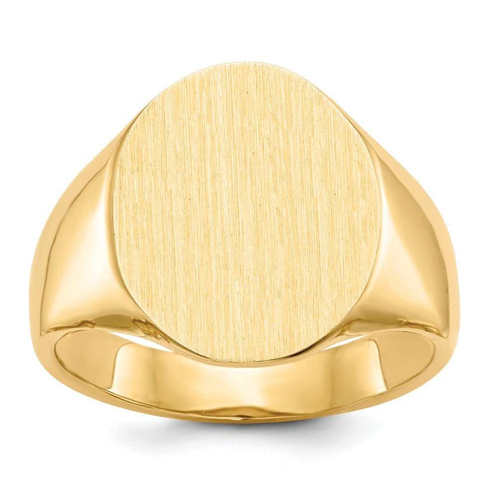 Mens Signet Ring Custom Personalized with Free Engraving Available of Initials or Monogram in Solid 14K Yellow Gold