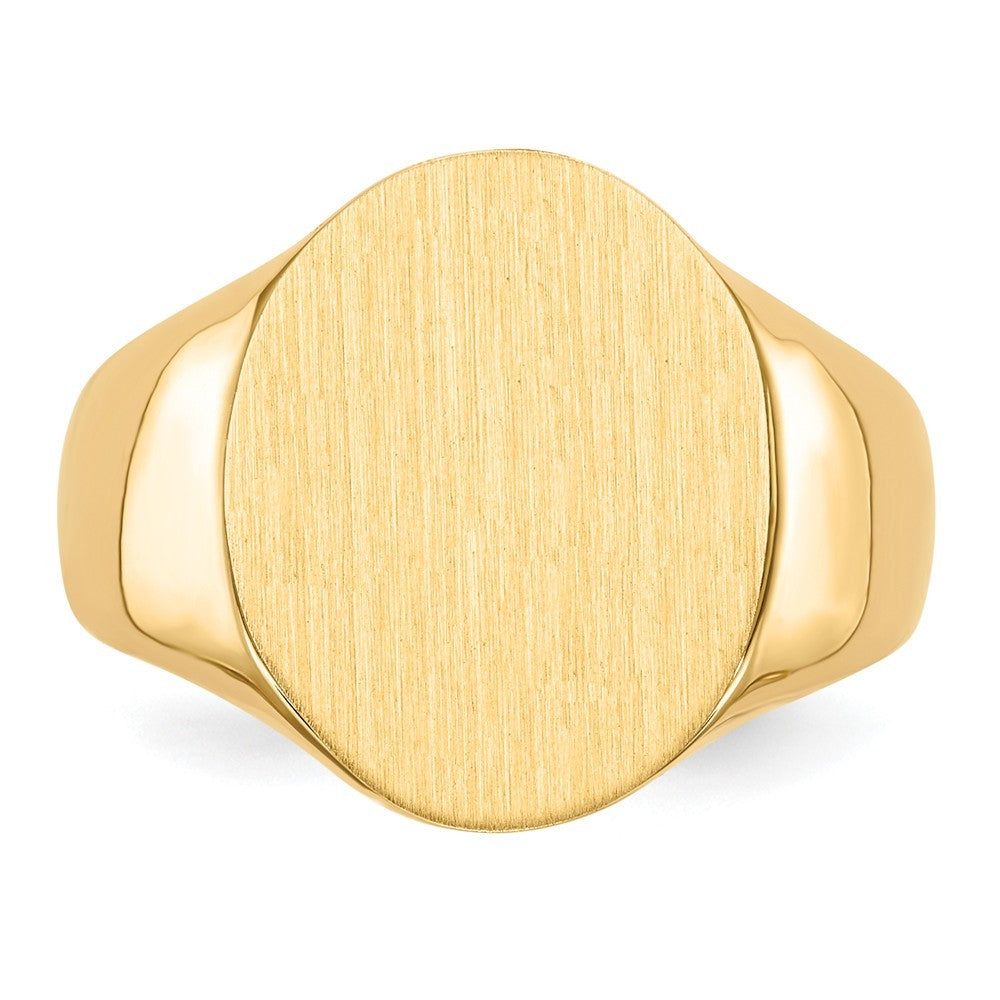 Mens Signet Ring Custom Personalized with Free Engraving Available of Initials or Monogram in Solid 14K Yellow Gold