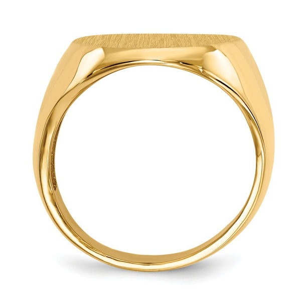 Open Back Mens Oval Signet Ring Custom Personalized with Free Engraving Available of Initials or Monogram in Solid 14K Yellow Gold