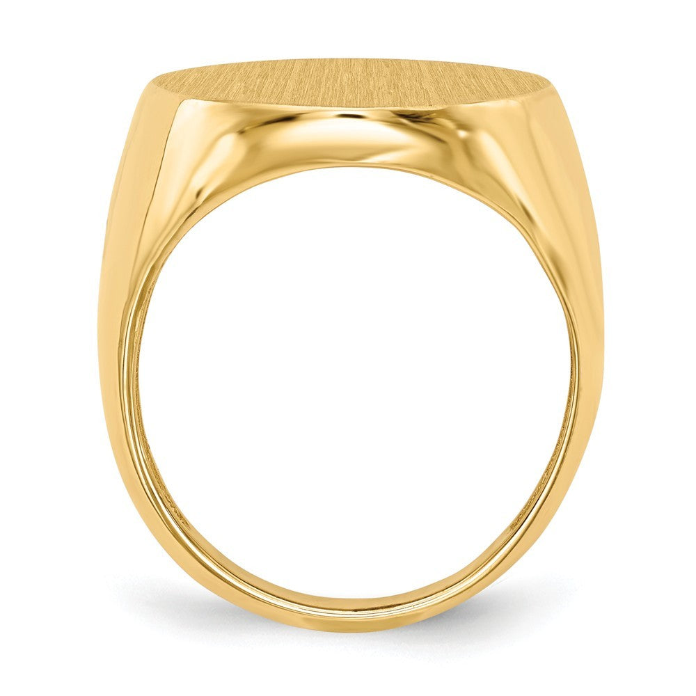 Open Back Mens Round Signet Ring Custom Personalized with Free Engraving Available of Initials or Monogram in Solid 14K Yellow Gold