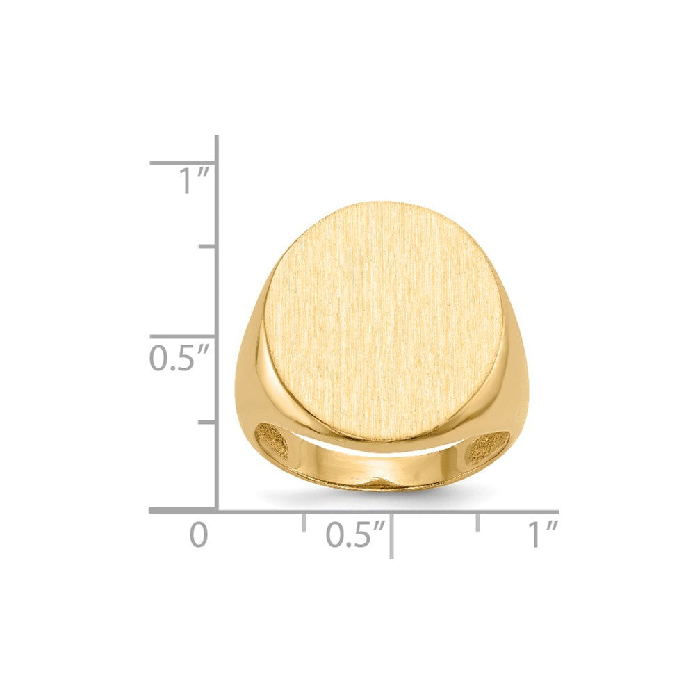 Open Back Mens Round Signet Ring Custom Personalized with Free Engraving Available of Initials or Monogram in Solid 14K Yellow Gold