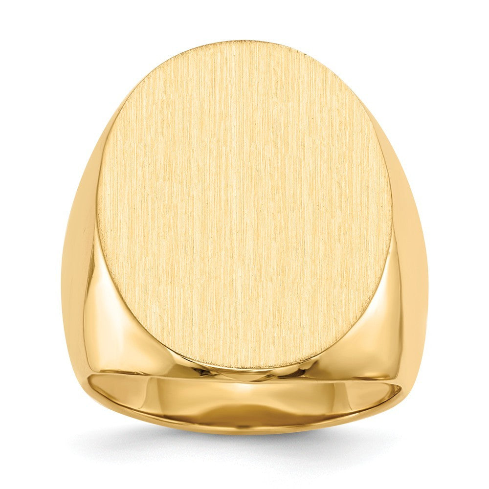 Mens Extra-Large Signet Ring Custom Personalized with Free Engraving Available of Initials or Monogram in Solid 14K Yellow Gold