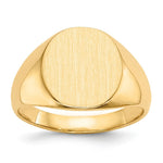 Load image into Gallery viewer, Open Back Mens Round Signet Ring Custom Personalized with Free Engraving Available of Initials or Monogram in Solid 14K Yellow Gold
