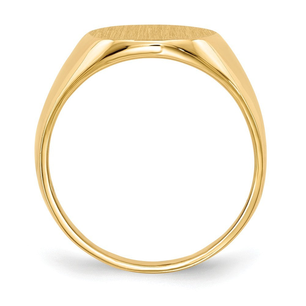 Open Back Mens Round Signet Ring Custom Personalized with Free Engraving Available of Initials or Monogram in Solid 14K Yellow Gold