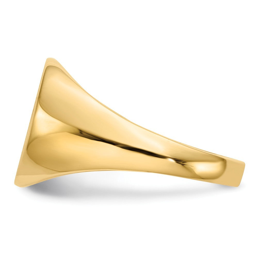 Open Back Mens Round Signet Ring Custom Personalized with Free Engraving Available of Initials or Monogram in Solid 14K Yellow Gold