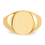 Load image into Gallery viewer, Open Back Mens Round Signet Ring Custom Personalized with Free Engraving Available of Initials or Monogram in Solid 14K Yellow Gold
