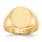 Load image into Gallery viewer, Open Back Mens Round Signet Ring Custom Personalized with Free Engraving Available of Initials or Monogram in Solid 14K Yellow Gold
