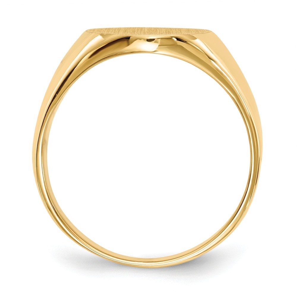 Open Back Mens Round Signet Ring Custom Personalized with Free Engraving Available of Initials or Monogram in Solid 14K Yellow Gold