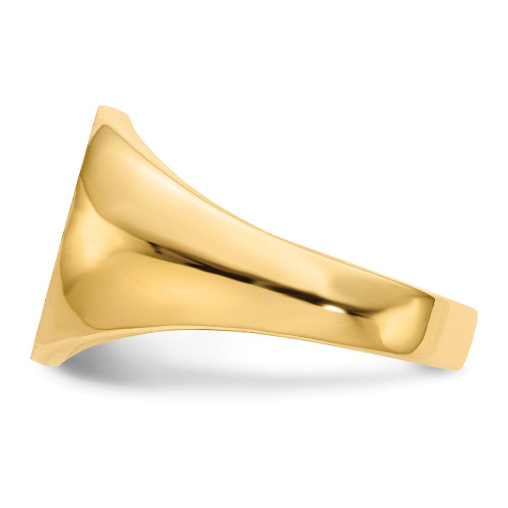 Open Back Mens Round Signet Ring Custom Personalized with Free Engraving Available of Initials or Monogram in Solid 14K Yellow Gold