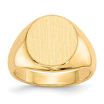 Load image into Gallery viewer, Open Back Mens Round Signet Ring Custom Personalized with Free Engraving Available of Initials or Monogram in Solid 14K Yellow Gold
