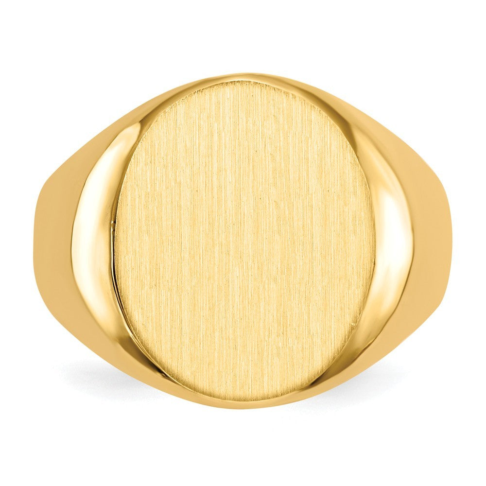Mens Large Signet Ring Custom Personalized with Free Engraving Available of Initials or Monogram in Solid 14K Yellow Gold