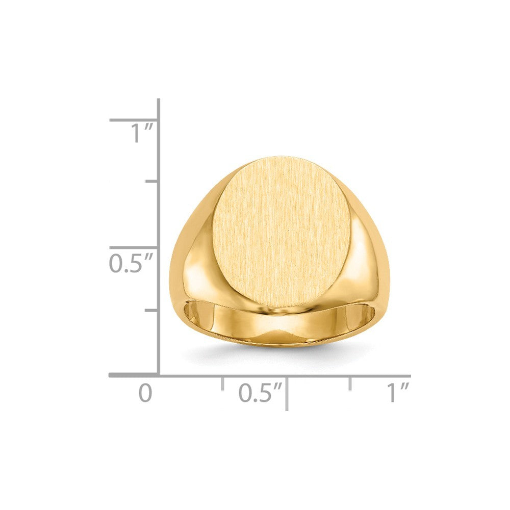 Mens Large Signet Ring Custom Personalized with Free Engraving Available of Initials or Monogram in Solid 14K Yellow Gold