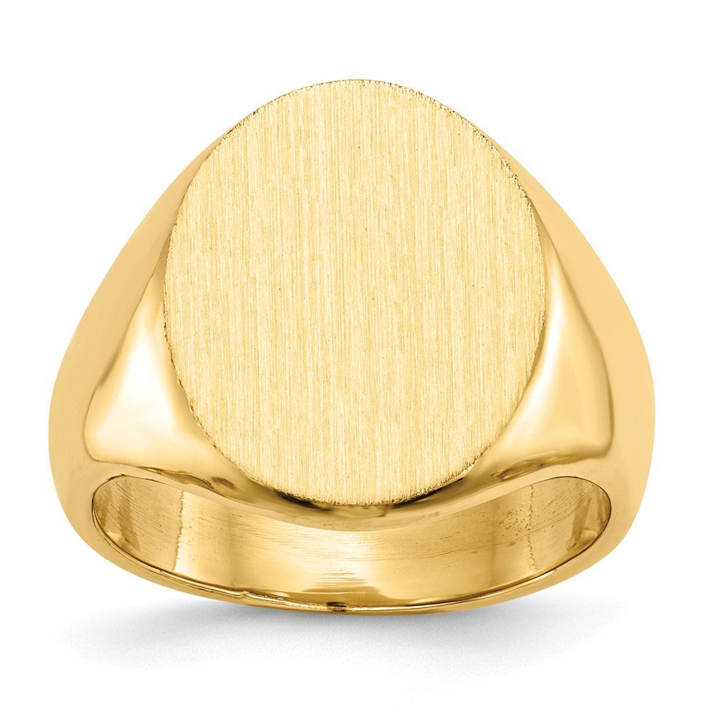 Mens Large Signet Ring Custom Personalized with Free Engraving Available of Initials or Monogram in Solid 14K Yellow Gold