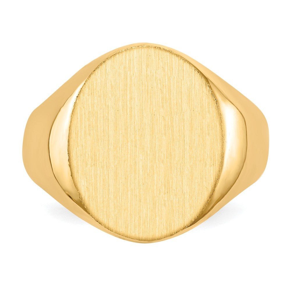 Mens Large Signet Ring Custom Personalized with Free Engraving Available of Initials or Monogram in Solid 14K Yellow Gold