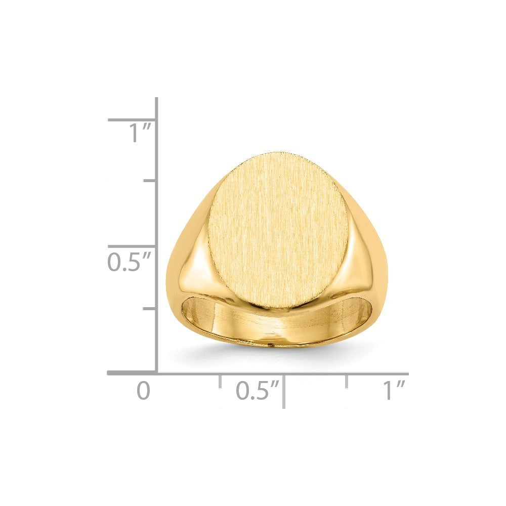 Mens Large Signet Ring Custom Personalized with Free Engraving Available of Initials or Monogram in Solid 14K Yellow Gold