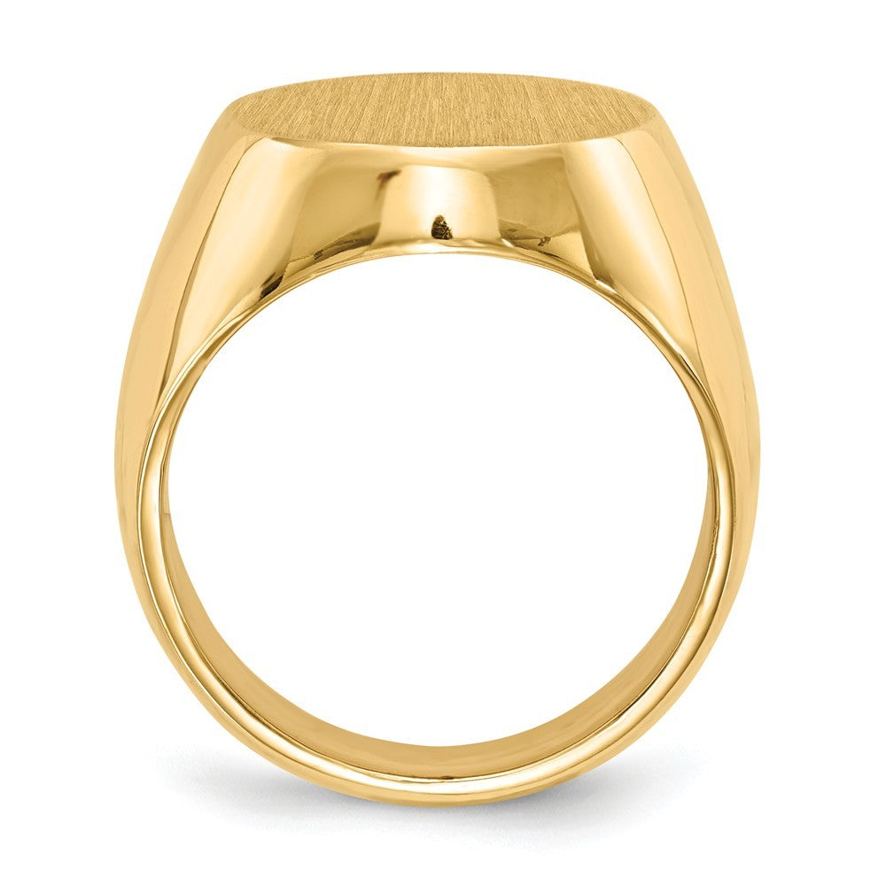 Solid Back Mens Oval Signet Ring Custom Personalized with Free Engraving Available of Initials or Monogram in Solid 14K Yellow Gold