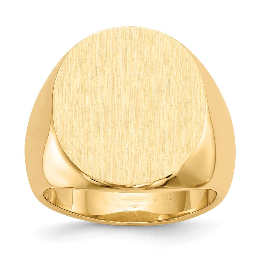 Mens Large Signet Ring Custom Personalized with Free Engraving Available of Initials or Monogram in Solid 14K Yellow Gold