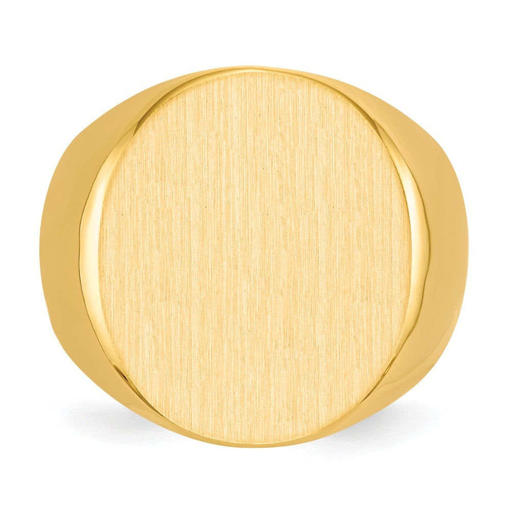 Mens Large Signet Ring Custom Personalized with Free Engraving Available of Initials or Monogram in Solid 14K Yellow Gold