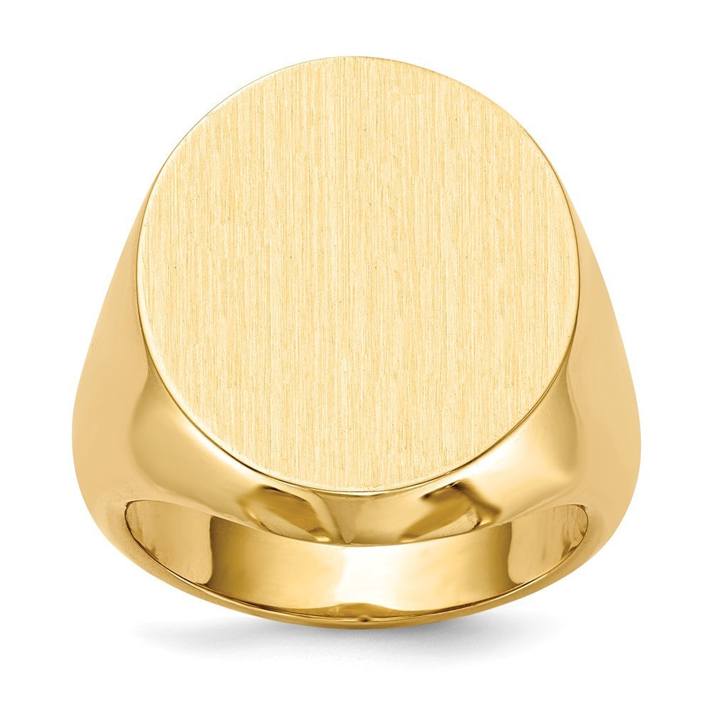 Mens Extra-Large Signet Ring Custom Personalized with Free Engraving Available of Initials or Monogram in Solid 14K Yellow Gold
