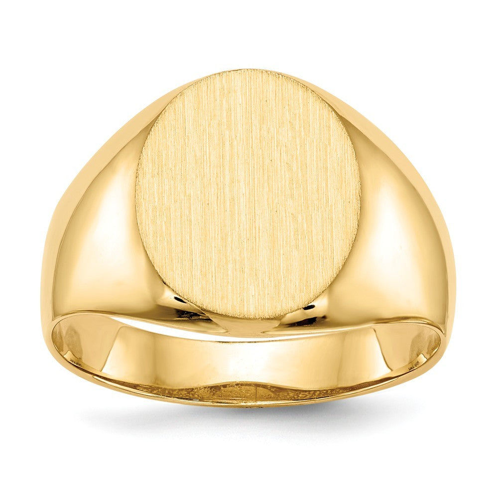 Mens Signet Ring Custom Personalized with Free Engraving Available of Initials or Monogram in Solid 14K Yellow Gold